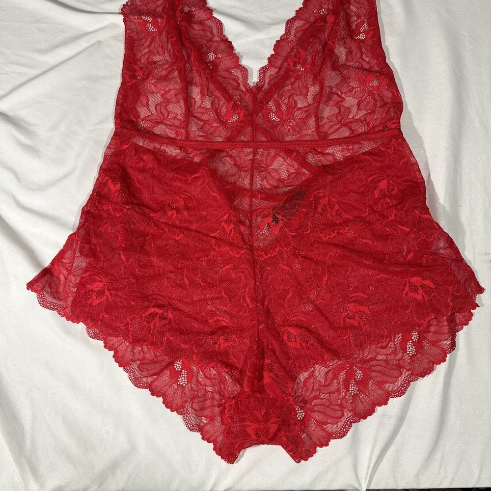 NEW ANN SUMMERS‎ [ Large 12-14 ] After Dark Lace Teddy In Red #6382 - Picture 5 of 11